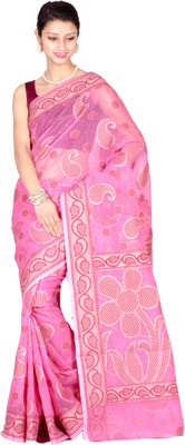 

Chandrakala Woven Banarasi Chanderi, Cotton Saree(Pink)