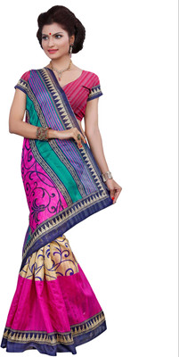 

JTInternational Printed Bhagalpuri Silk Saree(Multicolor)