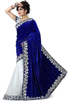 

Mastani Embroidered Bollywood Velvet Saree(Blue)