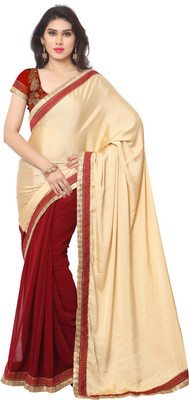 

Suvastram Embellished Fashion Art Silk, Georgette Saree(Beige, Maroon)
