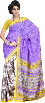 

Saara Geometric Print Daily Wear Georgette Saree(Purple, White), Purple - wihte
