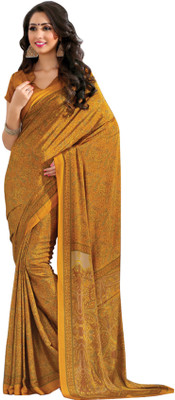 

Khoobee Self Design, Printed Fashion Crepe Saree(Yellow)