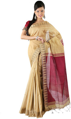 

Hawai Solid Fashion Silk Cotton Blend Saree(Gold, Maroon)