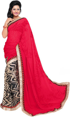 

Dancing Girl Printed Bollywood Georgette Saree(Red, Black)