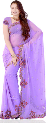

JTInternational Self Design Fashion Georgette Saree(Blue), Lavender