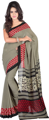 Goodfeel Polka Print Fashion Crepe Saree(Maroon, Black, Brown, Red), Multicolor