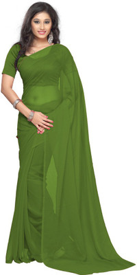 

Surupta Solid Fashion Georgette Saree(Green), Mehendi green