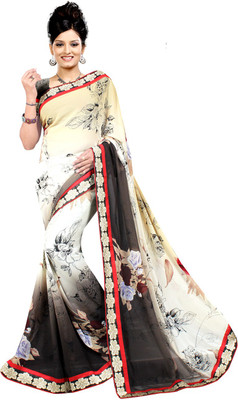 

Avaran fashion Printed Bollywood Georgette Saree(Brown)