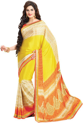 

Saara Printed Fashion Crepe Saree(Beige, Yellow)