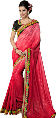 

Manthan Embroidered Daily Wear Georgette Saree(Red, Pink)