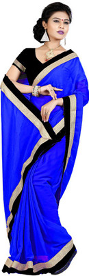

Party Wear Dresses Solid Fashion Chiffon Saree(Blue)