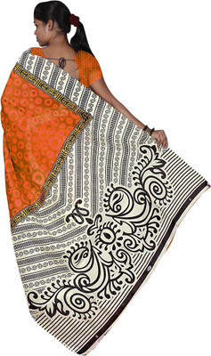 

Indian Wear Online Printed Fashion Cotton Saree(Orange)