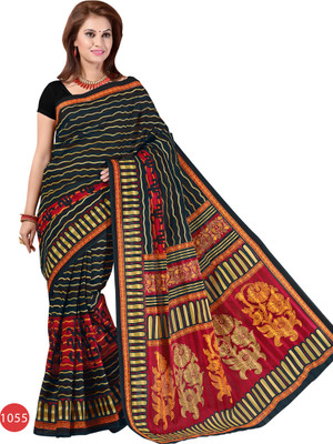 

Hi-Choice Striped Fashion Cotton Saree(Black)