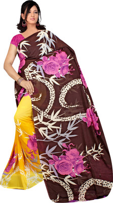 

Jiya Self Design, Printed Fashion Georgette Saree(Brown, Multicolor, Yellow)