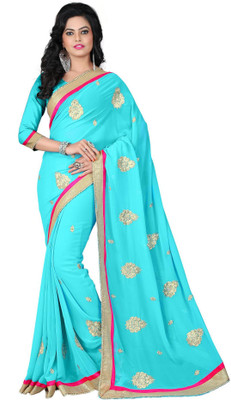 

Vishakha Fashion Embroidered Fashion Georgette Saree(Blue)