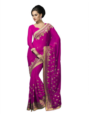 

Suvastram Embroidered Fashion Chiffon Saree(Pink)