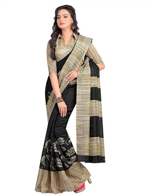 

Gunjan Creations Digital Prints Fashion Printed Silk Saree(Black)