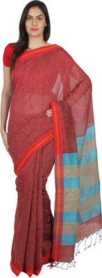 

Slice Of Bengal Striped That Silk Cotton Blend Saree(Maroon)