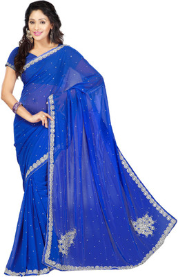 

Desi Butik Embroidered Fashion Art Silk Saree(Blue, Silver)