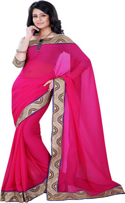 

Sourbh Sarees Self Design Fashion Synthetic Georgette Saree(Pink), Crimson
