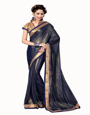 

Sourbh Sarees Solid Fashion Georgette Saree(Dark Blue), Navy blue