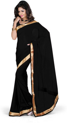 

Indian Wear Online Plain Fashion Georgette Saree(Black)