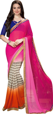 

Parisha Printed Fashion Georgette Saree(Multicolor), Orange;pink