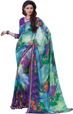 

Lovelylook Printed Fashion Georgette Saree(Multicolor), Green;violet