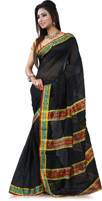 

Kanheyas Printed Daily Wear Handloom Silk Cotton Blend Saree(Black)