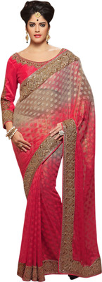 

Jiya Self Design, Embellished, Embroidered Fashion Georgette, Jacquard Saree(Pink, Beige), Beige;pink