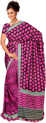 

Vardan Prints Printed Bollywood Georgette Saree(Pink, Black), Black;pink