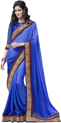 

Desi Butik Embroidered Fashion Crepe, Jacquard Saree(Purple)