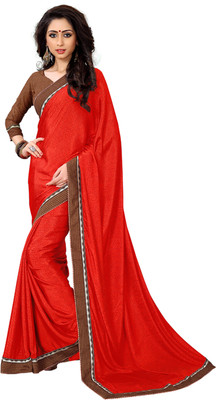 

Khushali Self Design, Printed Fashion Crepe Saree(Red)
