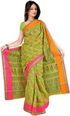 

Desi Butik Embroidered Fashion Chanderi Saree(Green)