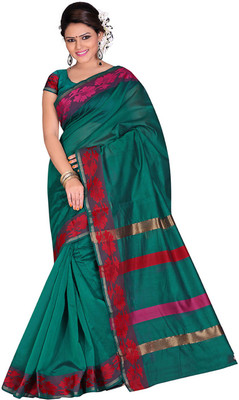 

Indianhandloom Self Design Coimbatore Cotton Saree(Green), Rama green