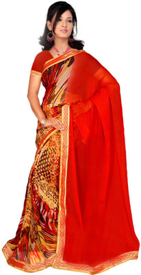 

Vardan Prints Printed Bollywood Chiffon Saree(Red)