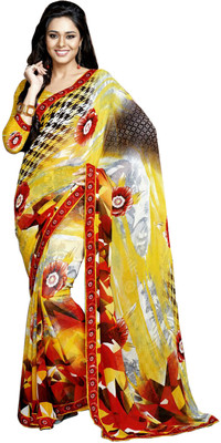 

Khoobee Printed Fashion Georgette Saree(Yellow, Multicolor), Multicolor;yellow