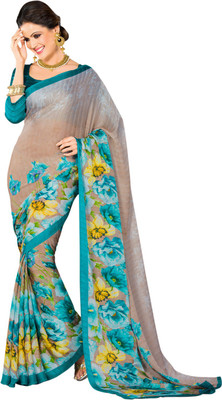 Suvastram Printed Fashion Georgette Saree(Grey)