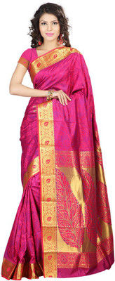 

Manthan Printed Daily Wear Art Silk Saree(Pink, Yellow), Pink & gold