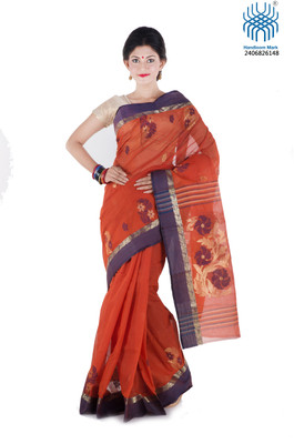 

Tantuja Woven Tangail Cotton Saree(Red), Rust