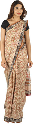 

Khatri Creations Printed Daily Wear Handloom Cotton Saree(Brown)