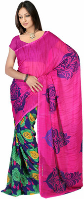 

Jaipur Kurti Printed Daily Wear Georgette Saree(Pink)