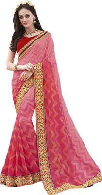 

Ishin Embellished Fashion Georgette Saree(Pink)