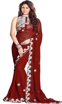 

Sourbh Sarees Embroidered Fashion Georgette Saree(Maroon)