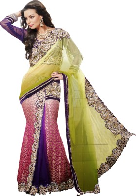 

Khoobee Self Design, Embroidered, Embellished Fashion Net, Jacquard Saree(Light Green, Purple, Multicolor), Light green;multicolor;purple