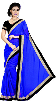 

Party Wear Dresses Solid Fashion Chiffon Saree(Blue)