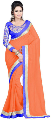 

Monika Silk Mill Solid Daily Wear Georgette Saree(Orange)