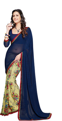 

PSHOPEE Printed Fashion Chiffon Saree(Dark Blue)