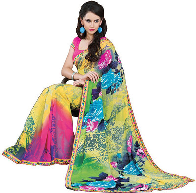 

Party Wear Dresses Printed Fashion Pure Chiffon Saree(Multicolor), Multicolor552