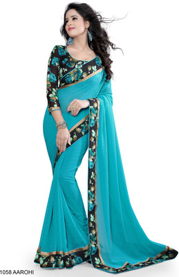 Dreambucket Self Design Bollywood Georgette Saree(Light Blue)